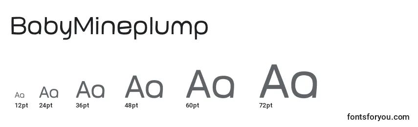 Размеры шрифта BabyMineplump