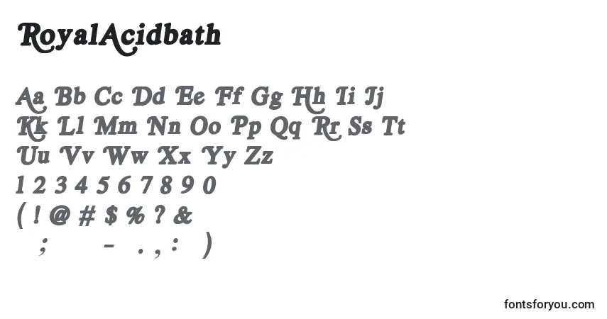 A fonte RoyalAcidbath – alfabeto, números, caracteres especiais