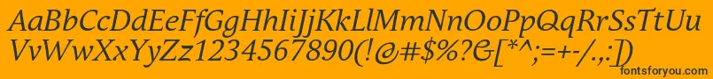 フォントAndulkaBookProItalic – 黒い文字のオレンジの背景