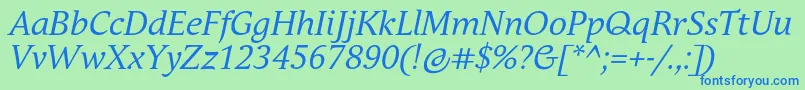 AndulkaBookProItalic Font – Blue Fonts on Green Background