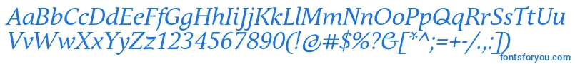 フォントAndulkaBookProItalic – 白い背景に青い文字