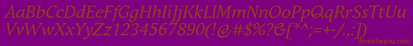 Шрифт AndulkaBookProItalic – коричневые шрифты на фиолетовом фоне