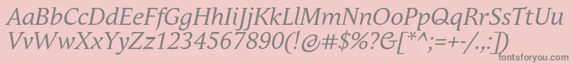 フォントAndulkaBookProItalic – ピンクの背景に灰色の文字