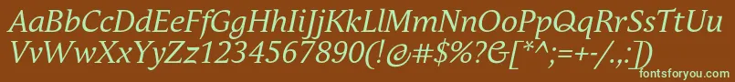 AndulkaBookProItalic Font – Green Fonts on Brown Background