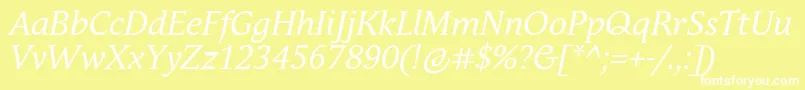 フォントAndulkaBookProItalic – 黄色い背景に白い文字