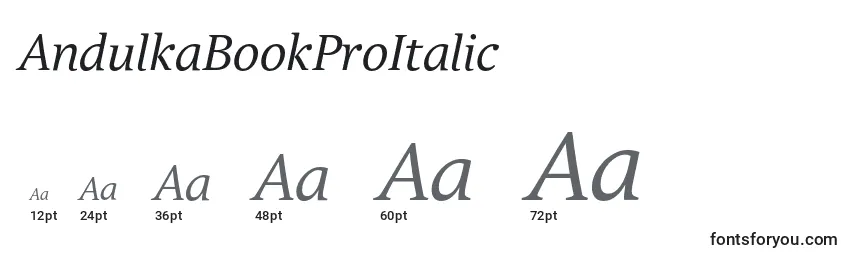 Размеры шрифта AndulkaBookProItalic