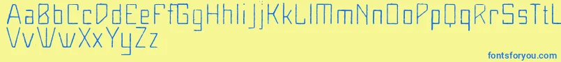 フォントMaiersNr8Leicht – 青い文字が黄色の背景にあります。
