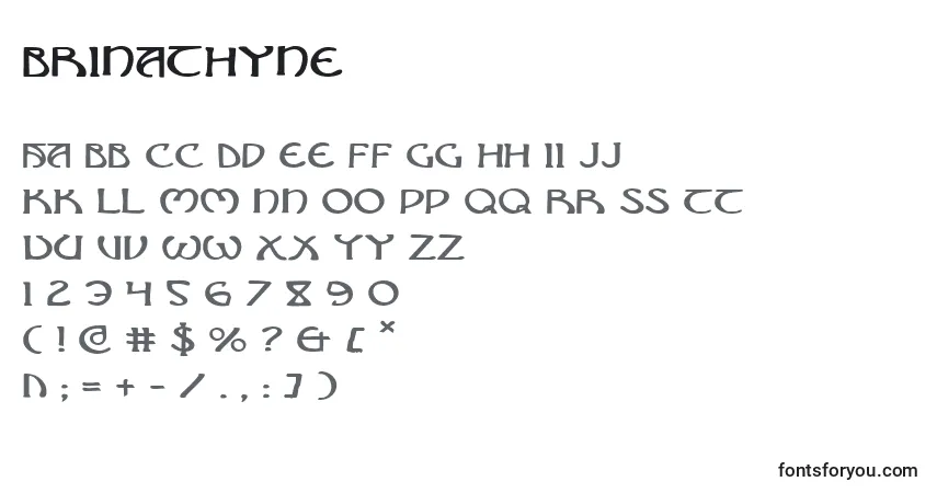 Schriftart Brinathyne – Alphabet, Zahlen, spezielle Symbole