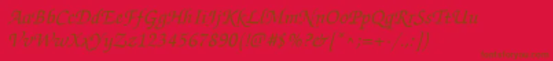 FlorencescriptRegularDb-Schriftart – Braune Schriften auf rotem Hintergrund