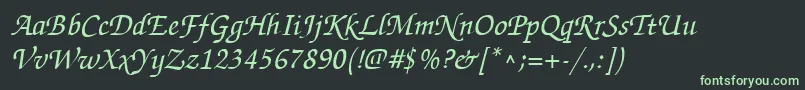 フォントFlorencescriptRegularDb – 黒い背景に緑の文字