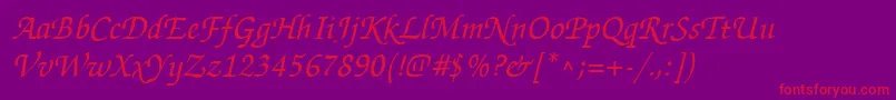 FlorencescriptRegularDb-Schriftart – Rote Schriften auf violettem Hintergrund