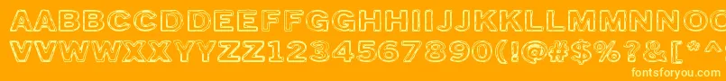 TorstaiPerjantai-Schriftart – Gelbe Schriften auf orangefarbenem Hintergrund
