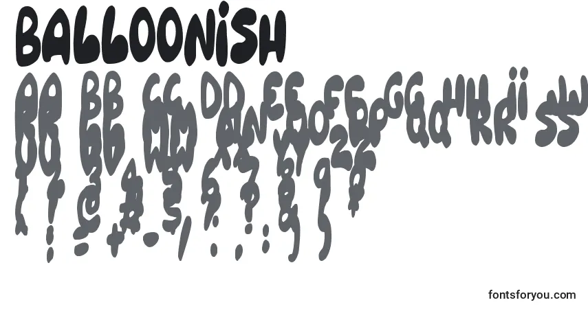 Czcionka Balloonish – alfabet, cyfry, specjalne znaki
