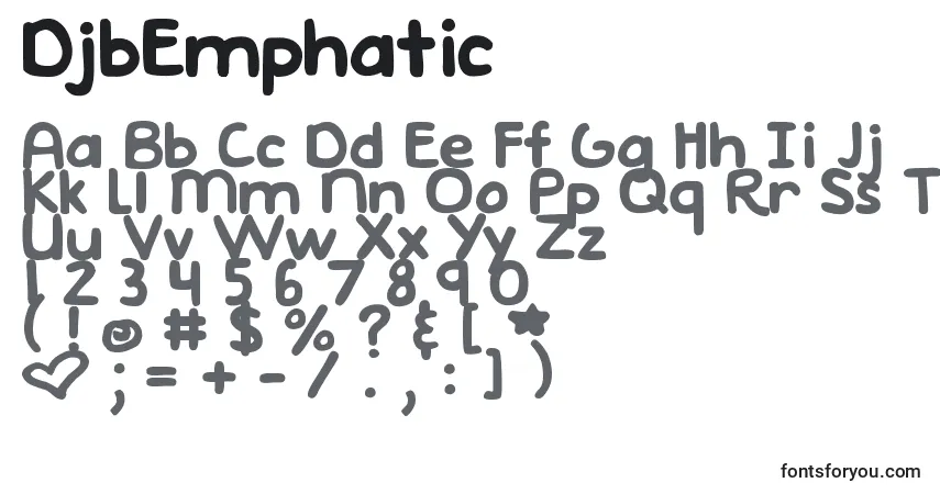 Schriftart DjbEmphatic – Alphabet, Zahlen, spezielle Symbole