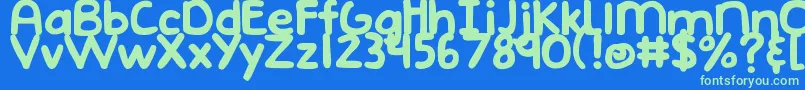 DjbEmphatic Font – Green Fonts on Blue Background