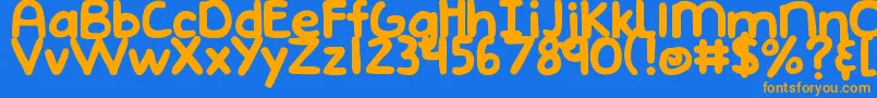 DjbEmphatic Font – Orange Fonts on Blue Background