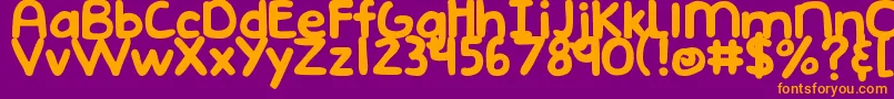 DjbEmphatic-Schriftart – Orangefarbene Schriften auf violettem Hintergrund