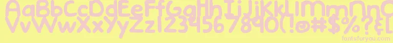 フォントDjbEmphatic – ピンクのフォント、黄色の背景