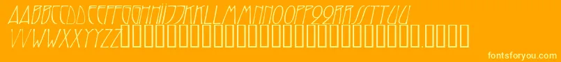 TrilliumcapssskItalic-Schriftart – Gelbe Schriften auf orangefarbenem Hintergrund