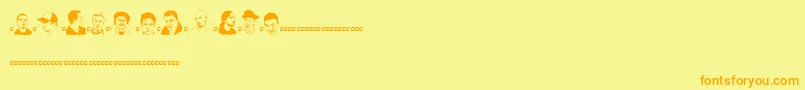 フォントFtfed – オレンジの文字が黄色の背景にあります。