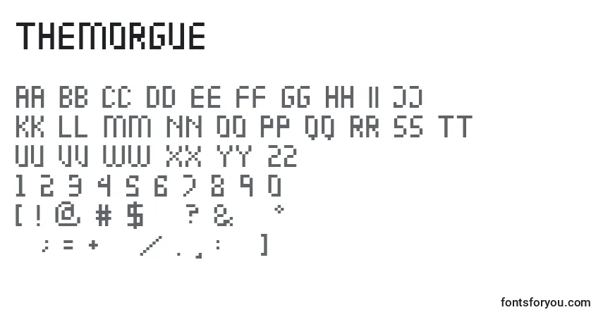 Czcionka TheMorgue – alfabet, cyfry, specjalne znaki