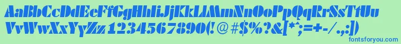 DekoblackserialItalic Font – Blue Fonts on Green Background