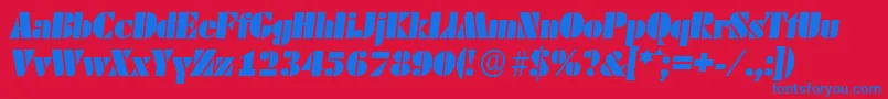 Шрифт DekoblackserialItalic – синие шрифты на красном фоне
