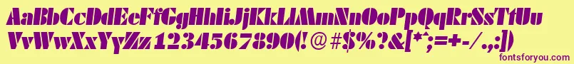 DekoblackserialItalic Font – Purple Fonts on Yellow Background