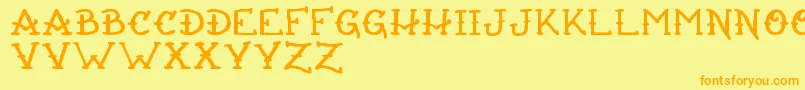 フォントRatsGetFat – オレンジの文字が黄色の背景にあります。