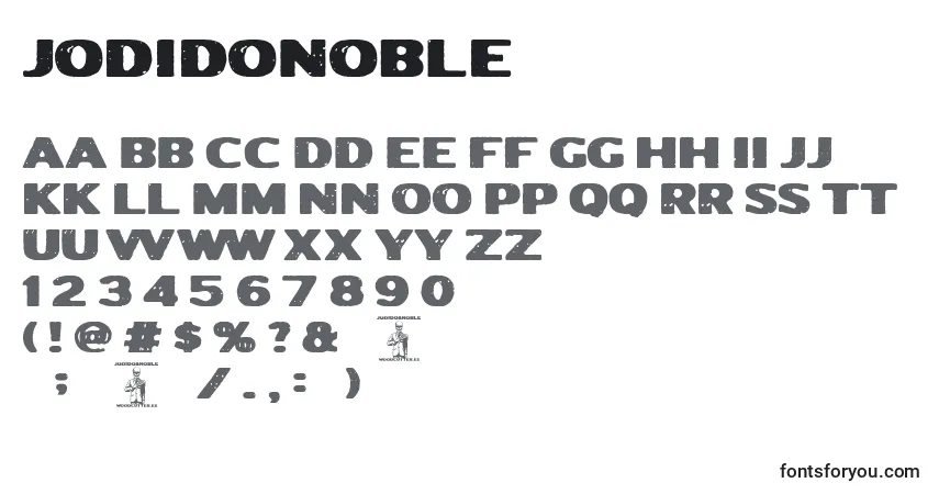 A fonte Jodidonoble – alfabeto, números, caracteres especiais