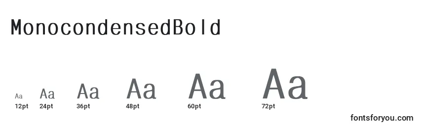 Размеры шрифта MonocondensedBold