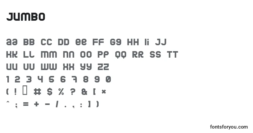 A fonte Jumbo – alfabeto, números, caracteres especiais