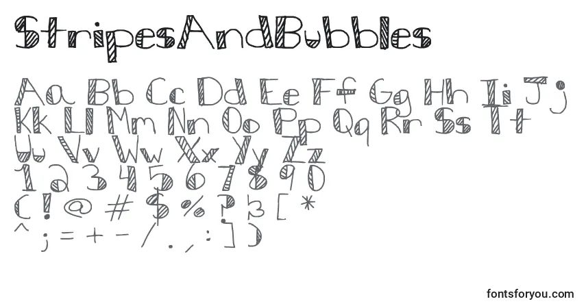 A fonte StripesAndBubbles – alfabeto, números, caracteres especiais