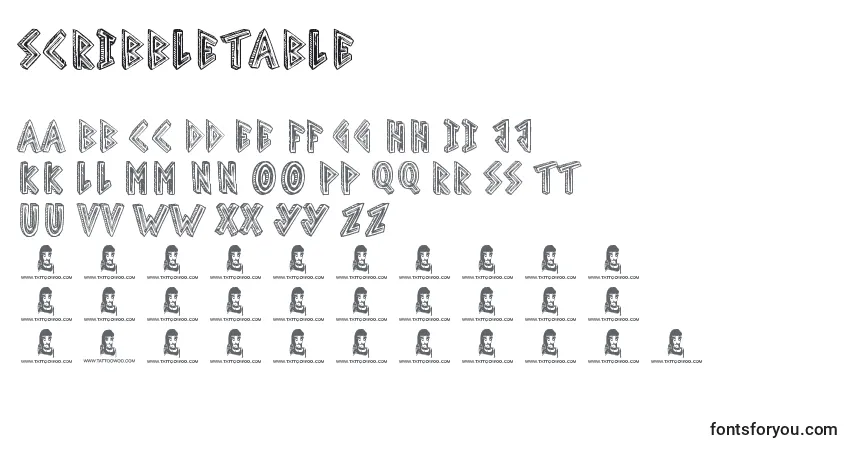 ScribbleTable-fontti – aakkoset, numerot, erikoismerkit