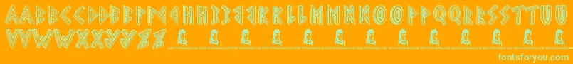 ScribbleTable Font – Green Fonts on Orange Background