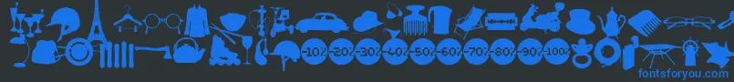 Wc Sold Out A Bta Font – Blue Fonts on Black Background