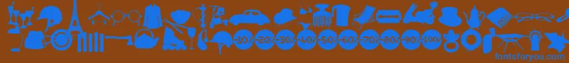 Wc Sold Out A Bta-Schriftart – Blaue Schriften auf braunem Hintergrund