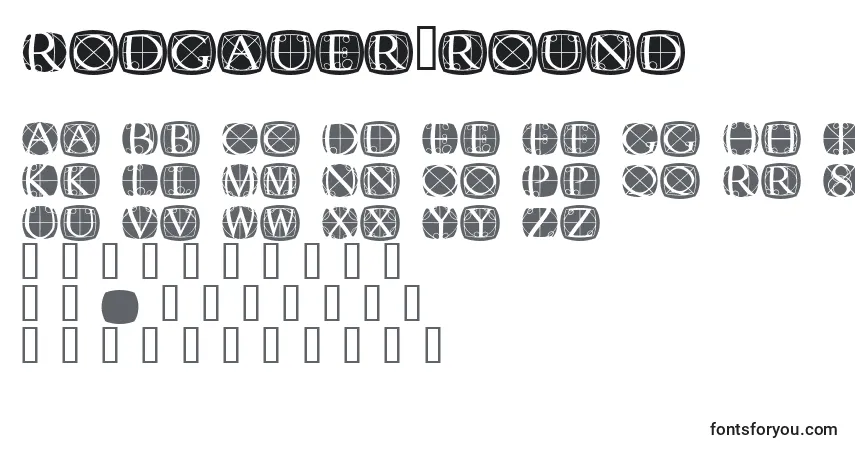Schriftart Rodgauer1round – Alphabet, Zahlen, spezielle Symbole