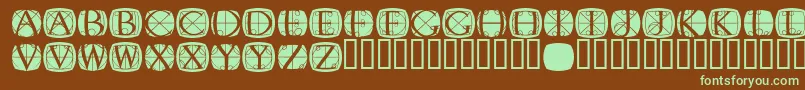 Rodgauer1round-fontti – vihreät fontit ruskealla taustalla
