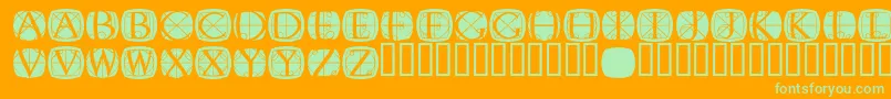 Rodgauer1round-Schriftart – Grüne Schriften auf orangefarbenem Hintergrund