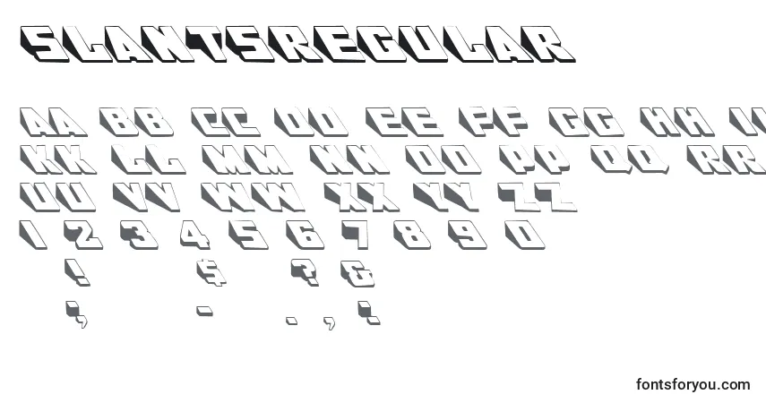 Czcionka SlantsRegular – alfabet, cyfry, specjalne znaki