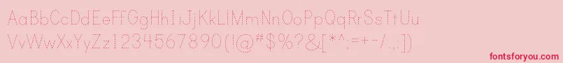 フォントPrintDashedTt – ピンクの背景に赤い文字