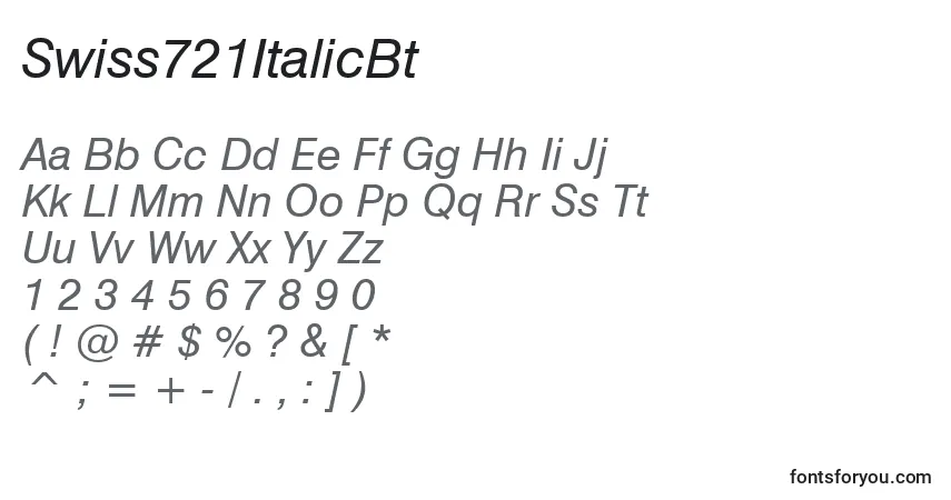 A fonte Swiss721ItalicBt – alfabeto, números, caracteres especiais