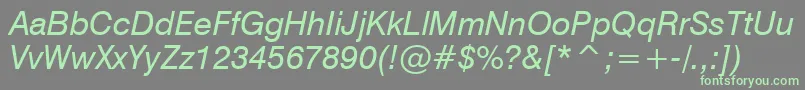 Swiss721ItalicBt Font – Green Fonts on Gray Background
