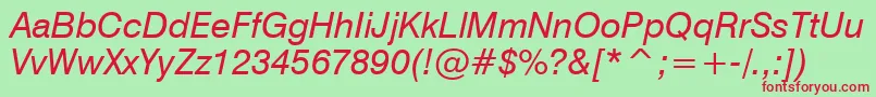 Swiss721ItalicBt Font – Red Fonts on Green Background
