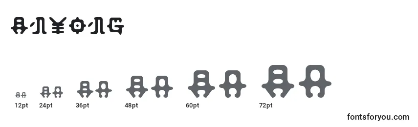 Размеры шрифта Anyong
