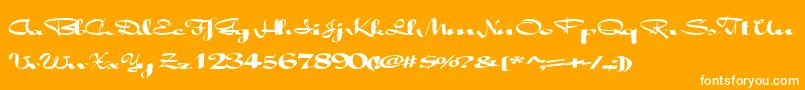 Absalom-Schriftart – Weiße Schriften auf orangefarbenem Hintergrund