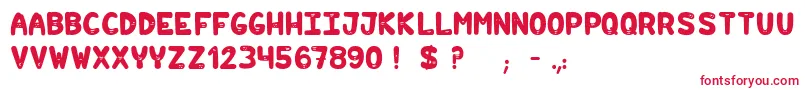 Hilarious-Schriftart – Rote Schriften auf weißem Hintergrund