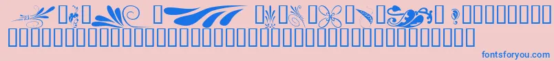 KrSimpleFleur6-Schriftart – Blaue Schriften auf rosa Hintergrund