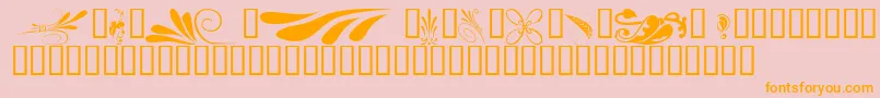 KrSimpleFleur6-fontti – oranssit fontit vaaleanpunaisella taustalla